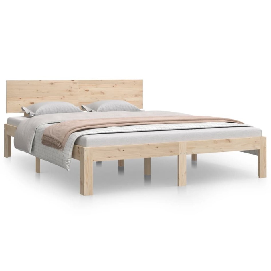 Estructura de cama de madera maciza de pino 140x190