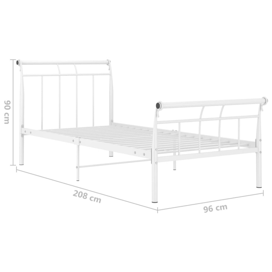 Estructura de cama de metal blanco 90x200