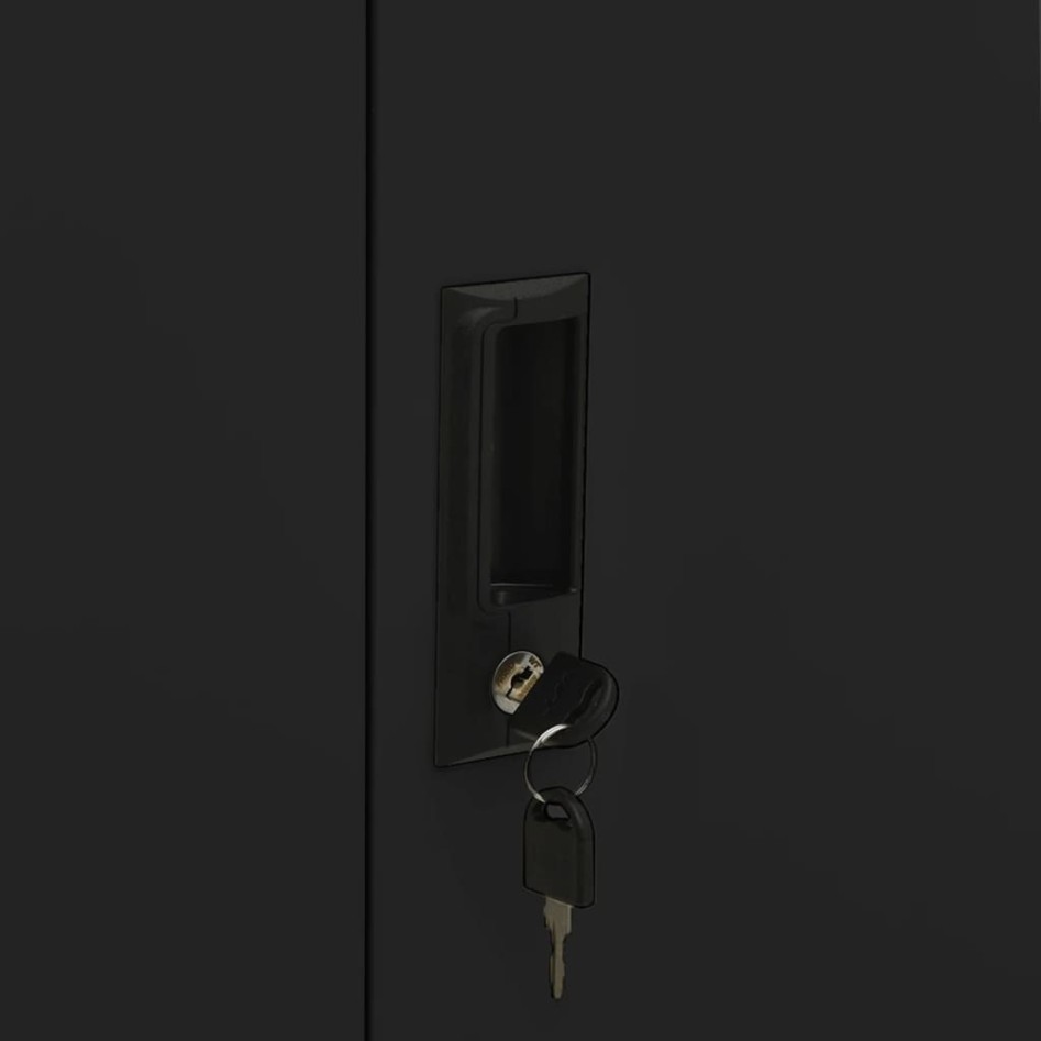 Armario de oficina de acero negro 90x40x102