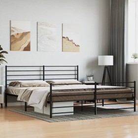 Estructura de cama cabecero y estribo metal negro 200x200