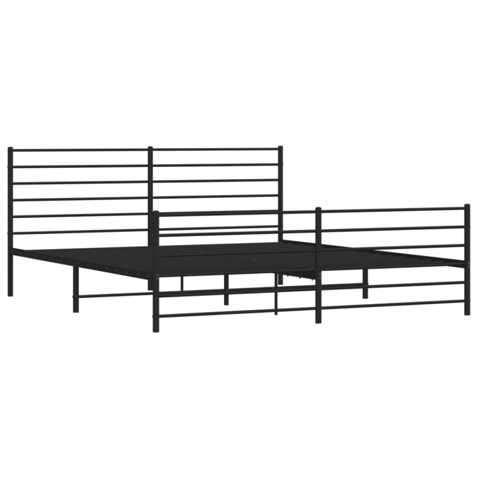 Estructura de cama cabecero y estribo metal negro 200x200
