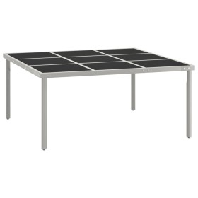 Mesa de comedor de jardín acero y vidrio 170x170x74,5
