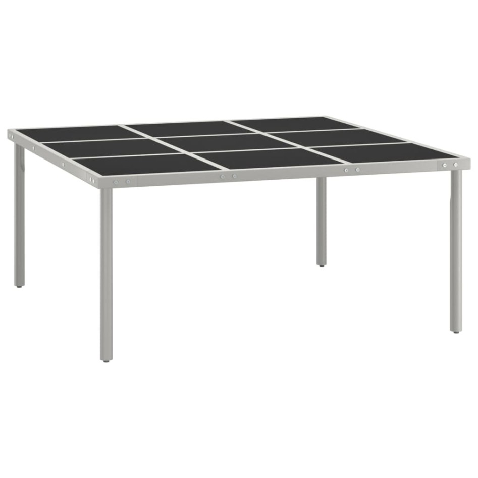 Mesa de comedor de jardín acero y vidrio 170x170x74,5