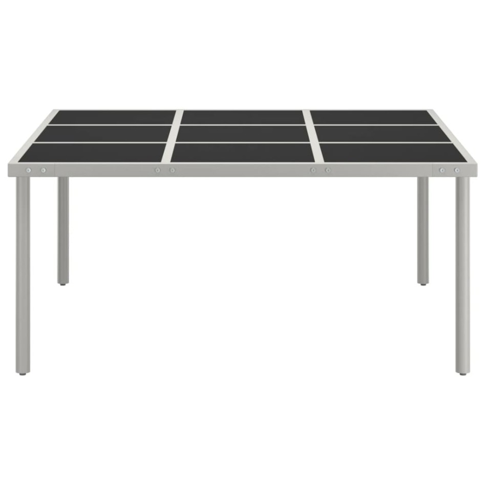 Mesa de comedor de jardín acero y vidrio 170x170x74,5