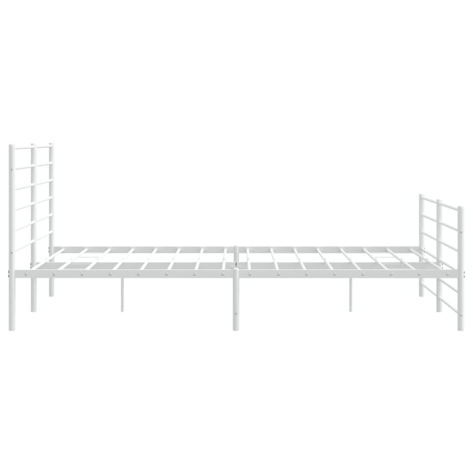 Estructura cama metal con cabecero y estribo blanco 180x200