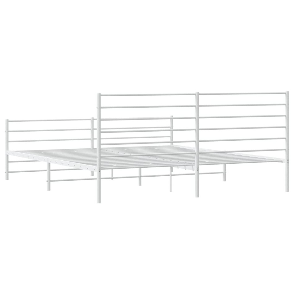 Estructura cama metal con cabecero y estribo blanco 180x200