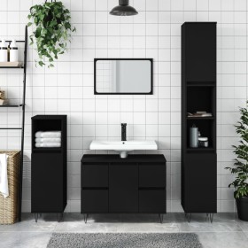 Mueble de baño madera de ingeniería negro 80x33x60