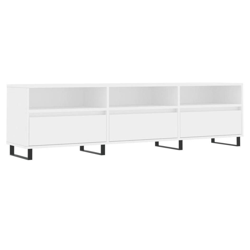 Mueble de TV madera contrachapada blanco 150x30x44,5