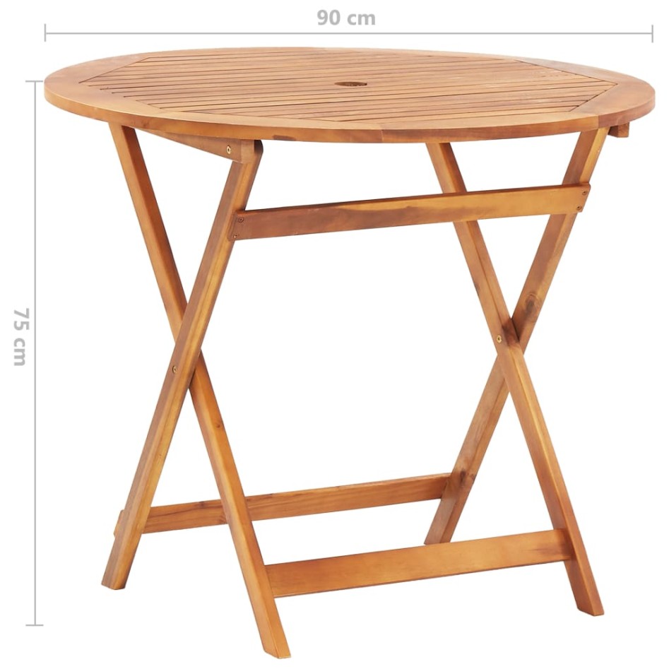 Mesa plegable de jardín de madera maciza de acacia 90x75