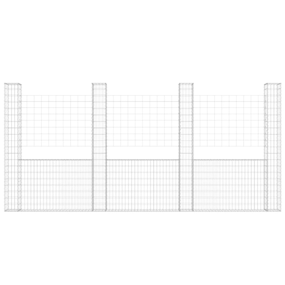 Cesta de gaviones forma de U 4 postes de hierro 380x20x200