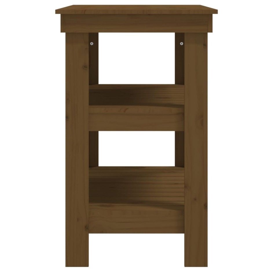 Banco de trabajo madera maciza pino marrón miel 78,5x50x80