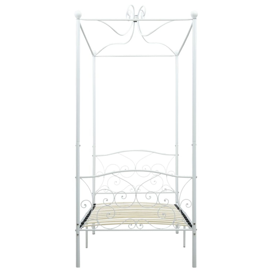 Estructura de cama con dosel metal blanco 90x200
