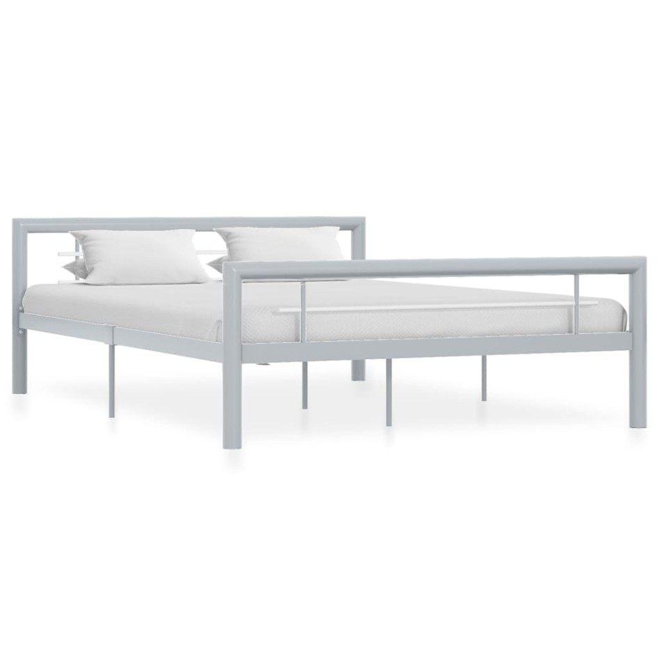 Estructura de cama de metal gris y blanco 120x200