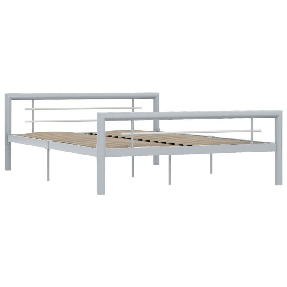 Estructura de cama de metal gris y blanco 120x200