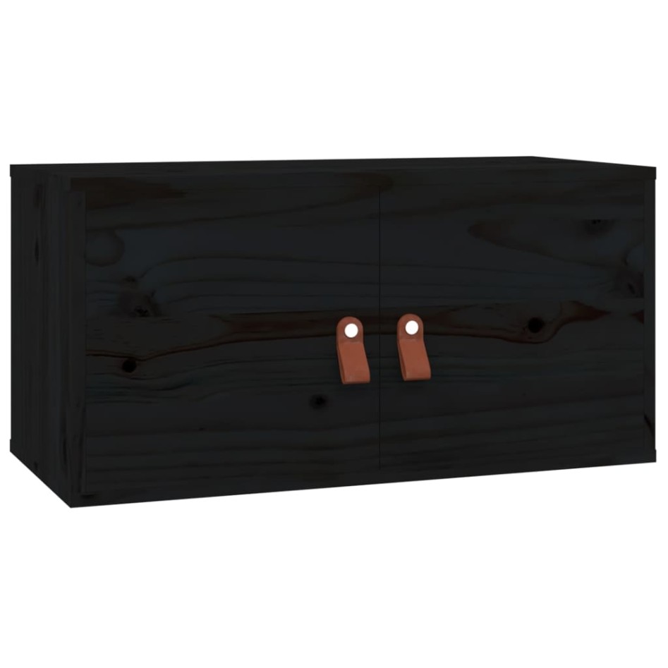 Armarios de pared 2 uds madera maciza de pino negro 60x30x30