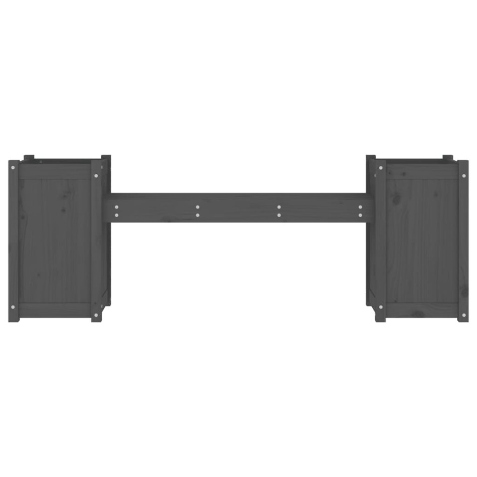 Banco con jardineras madera maciza de pino gris 180x36x63