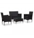 Set de muebles de jardín y cojines ratán sintético, modelo Maracu All Black