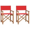 Sillas de director plegables 2 unidades madera maciza teca rojo