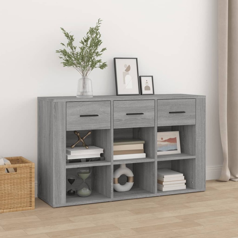 Aparador de madera contrachapada gris Sonoma 100x30x59,5