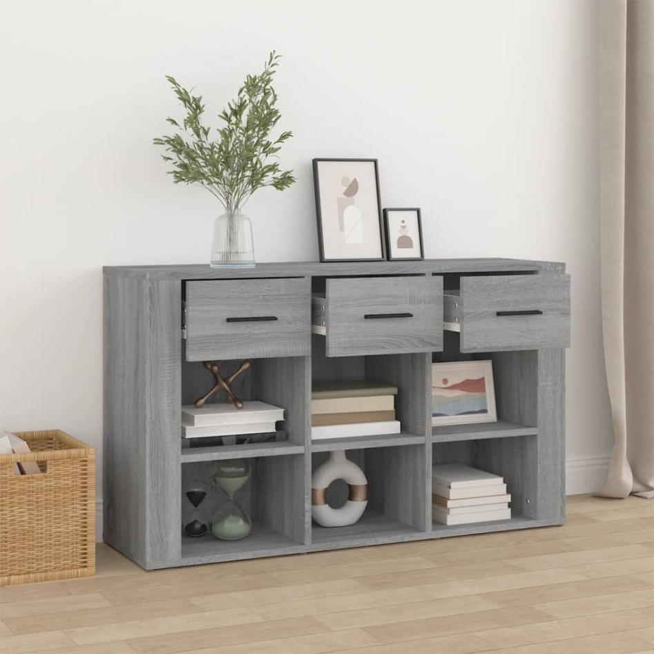 Aparador de madera contrachapada gris Sonoma 100x30x59,5
