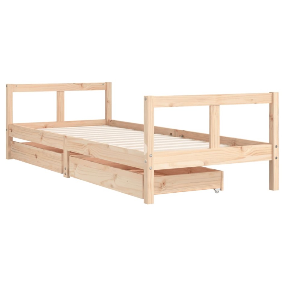 Estructura de cama para niños con cajones madera pino 80x200