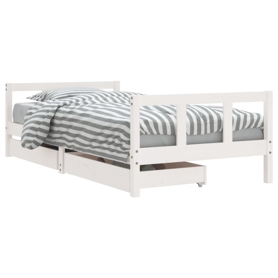 Estructura de cama infantil con cajones madera blanco 90x190