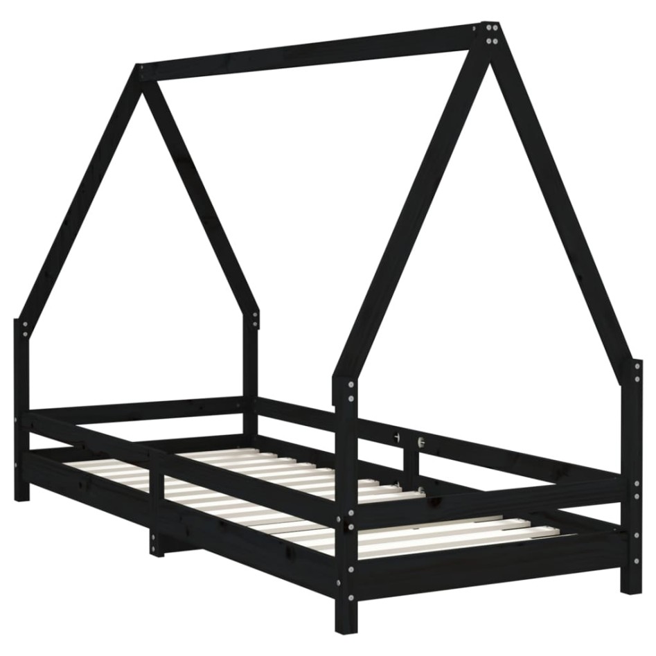 Estructura de cama para niños madera de pino negro 90x200