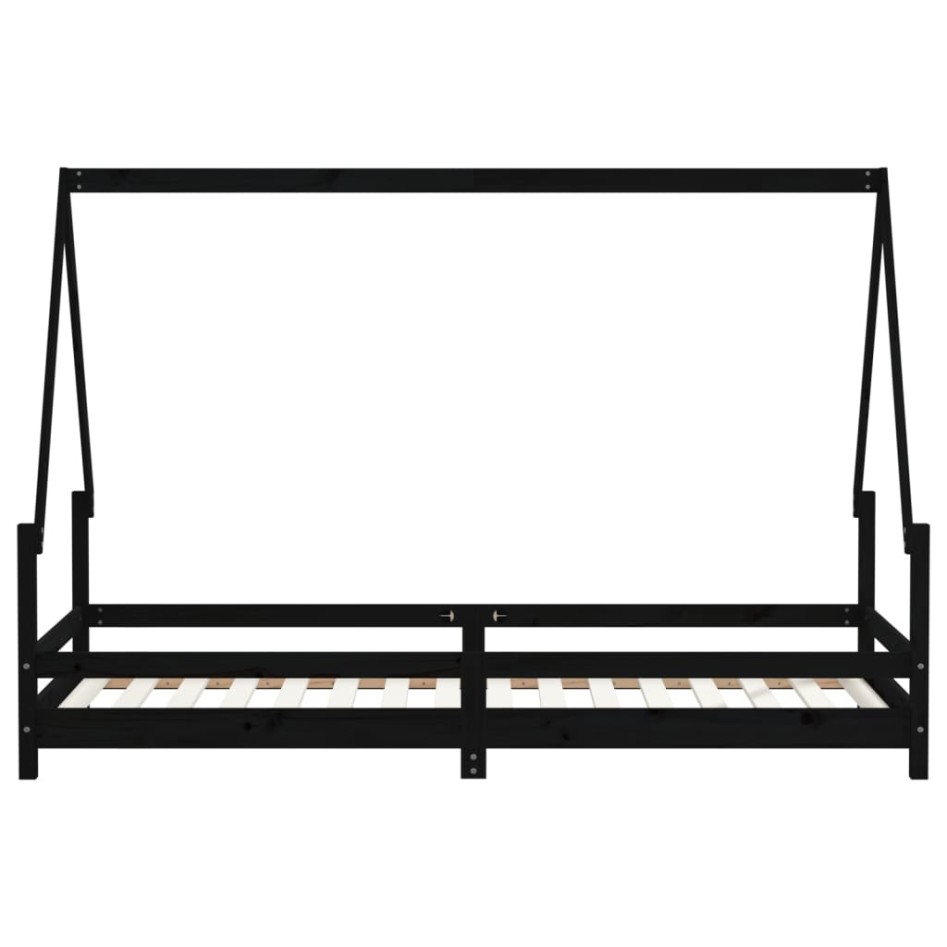 Estructura de cama para niños madera de pino negro 90x200