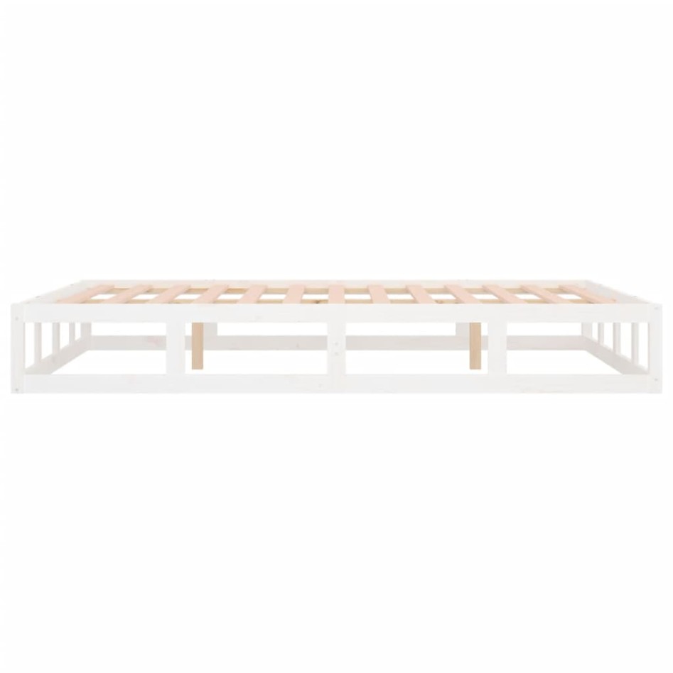 Estructura de cama de madera maciza blanco 150x200