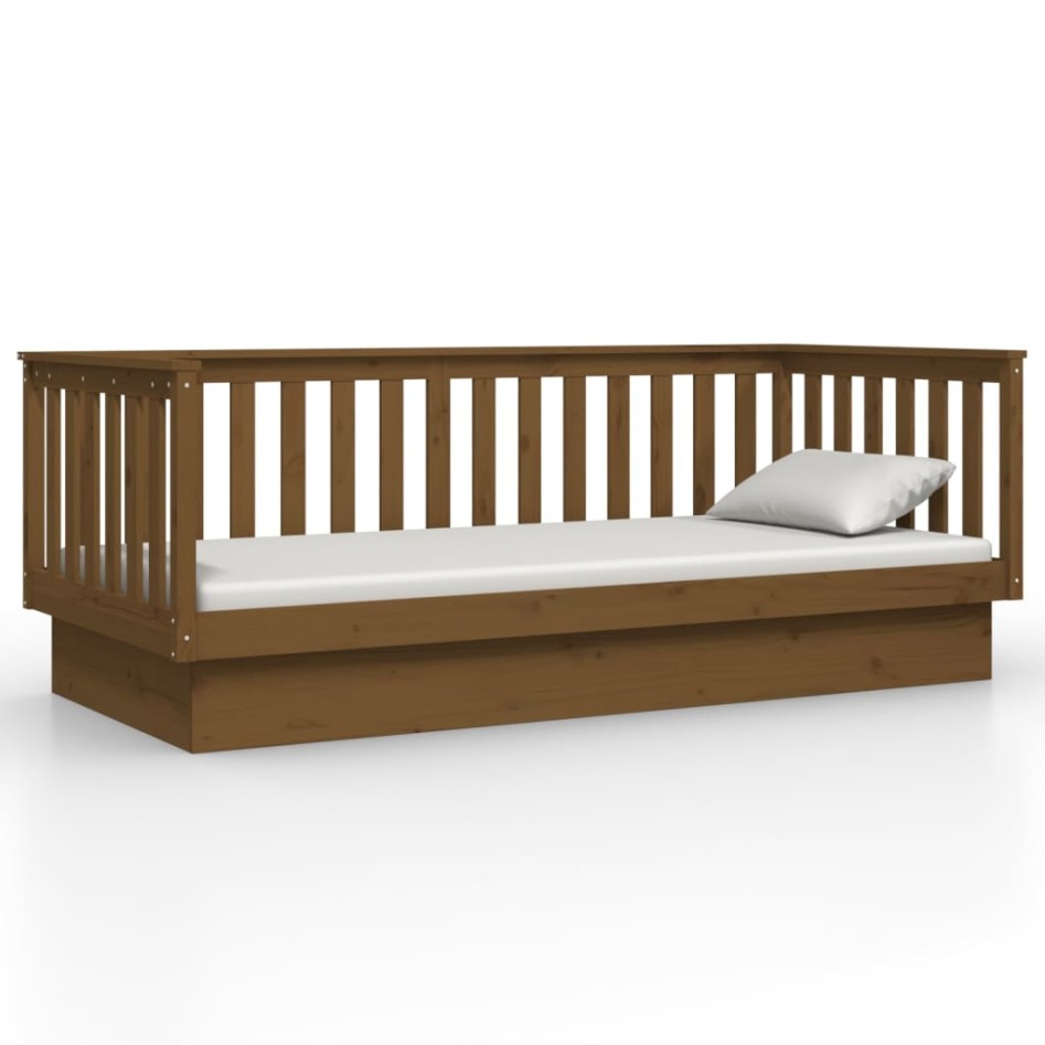 Sofá cama de madera maciza de pino marrón miel 80x200