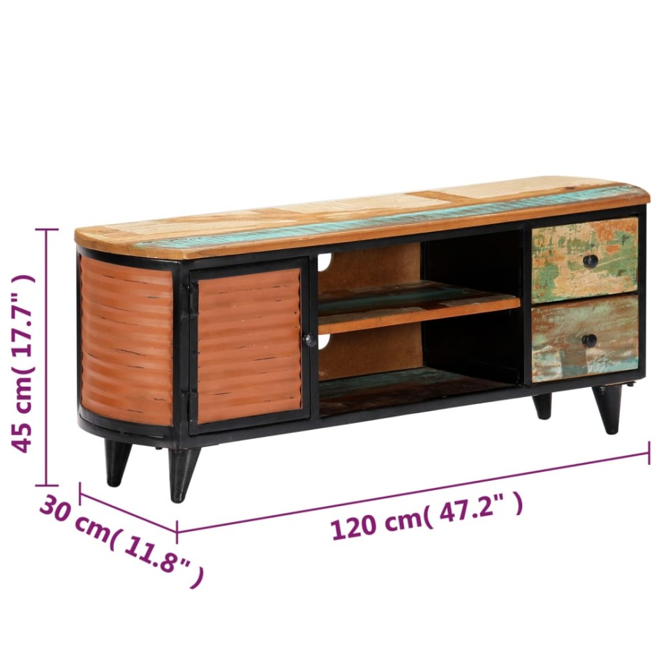 Mueble para TV madera maciza reciclada 120x30x45