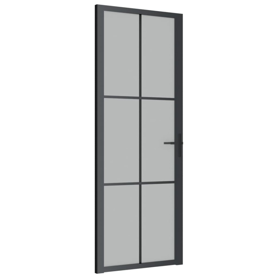 Puerta interior de vidrio y aluminio negro mate 76x201,5