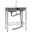 Fregadero de camping doble seno y grifo acero inoxidable