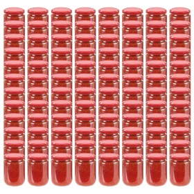 Tarros de mermelada de vidrio con tapa roja 96 unidades 230