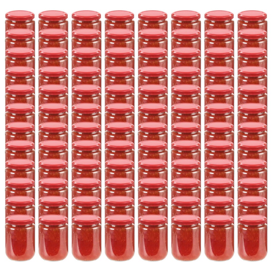 Tarros de mermelada de vidrio con tapa roja 96 unidades 230