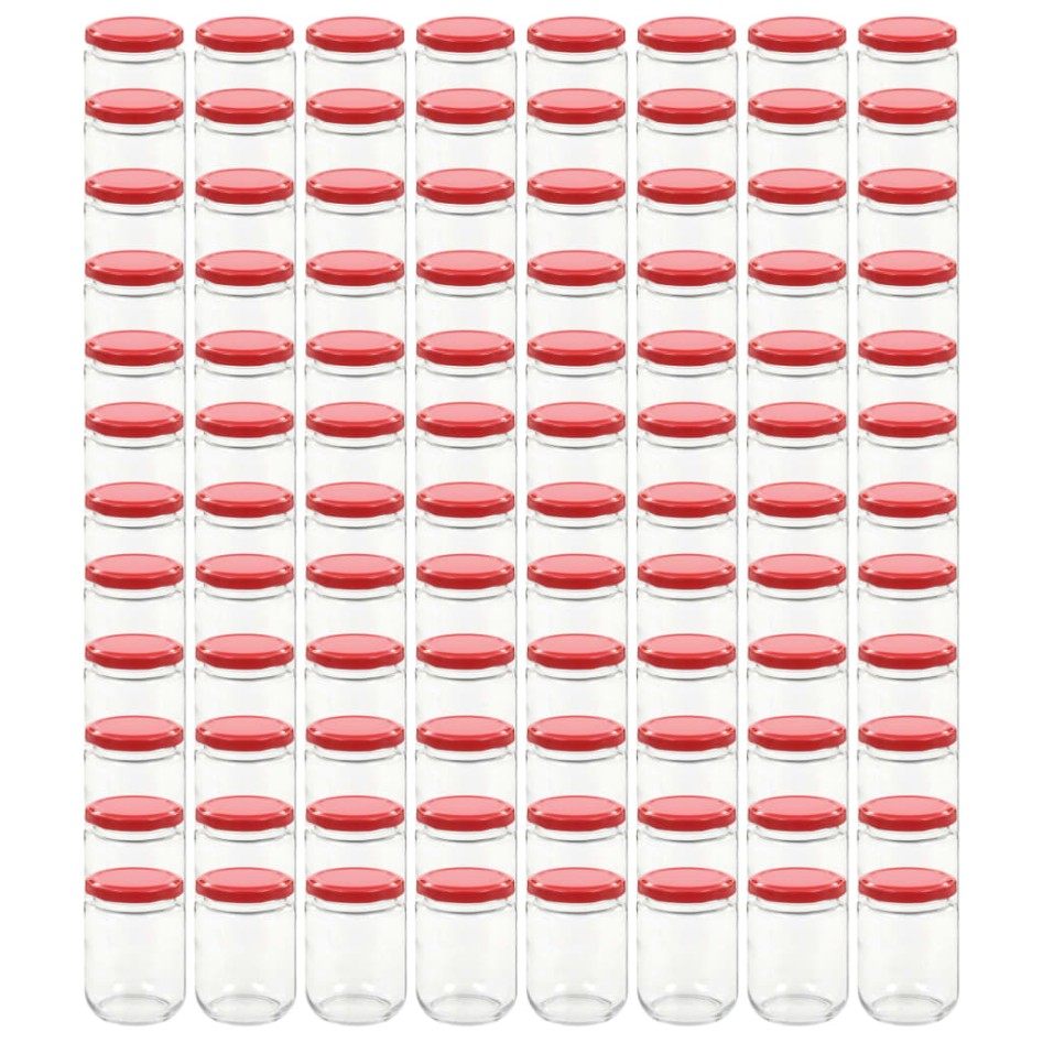 Tarros de mermelada de vidrio con tapa roja 96 unidades 230