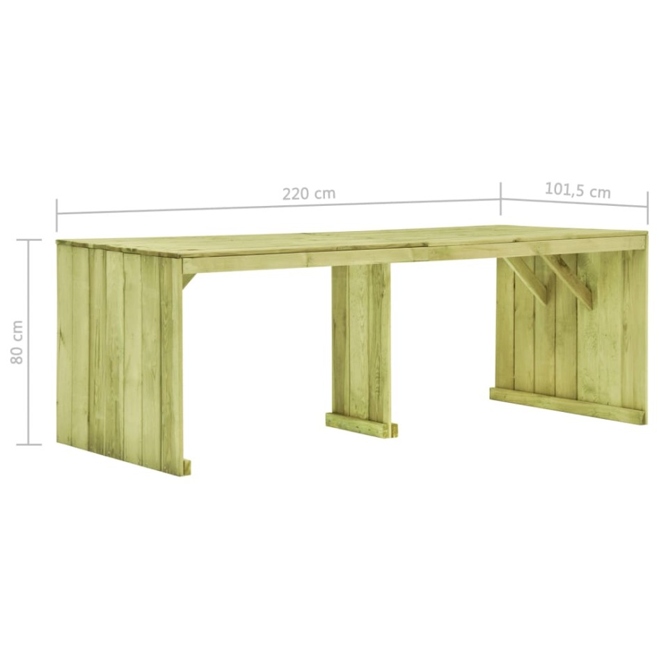 Mesa de jardín madera de pino impregnada 220x101,5x80