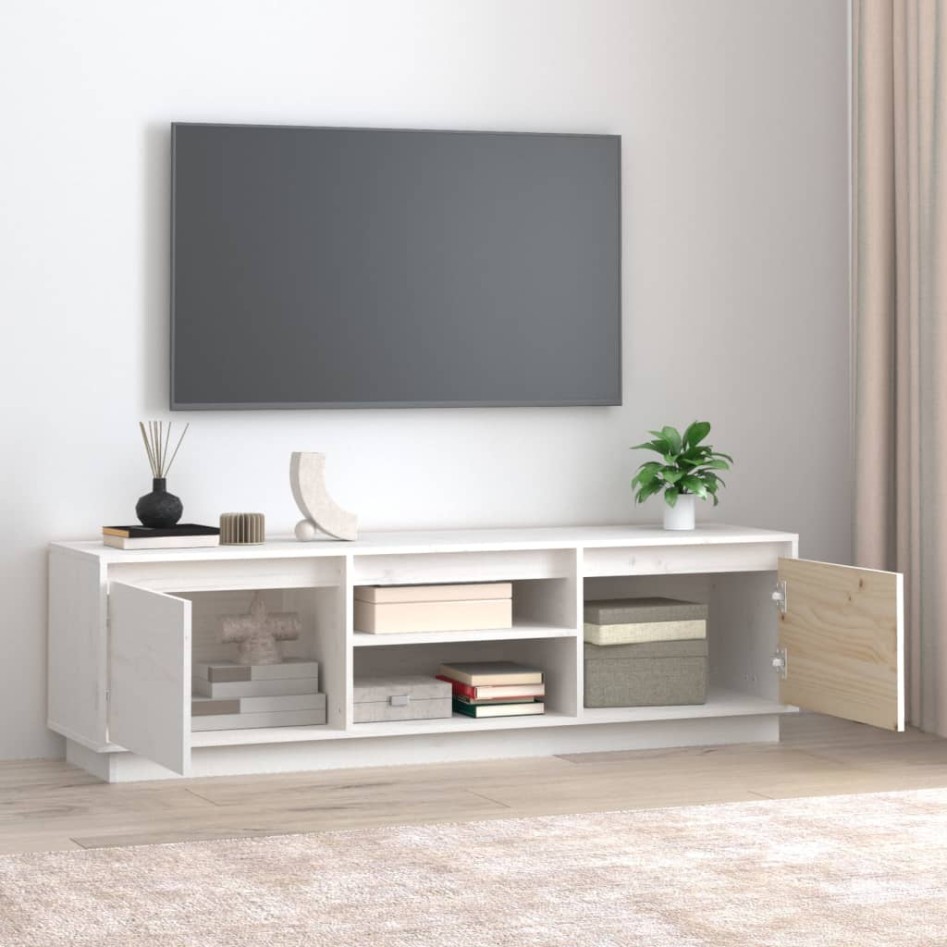 Mueble de TV madera maciza de pino blanco 140x35x40
