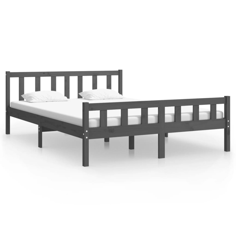 Estructura de cama madera maciza gris 120x200