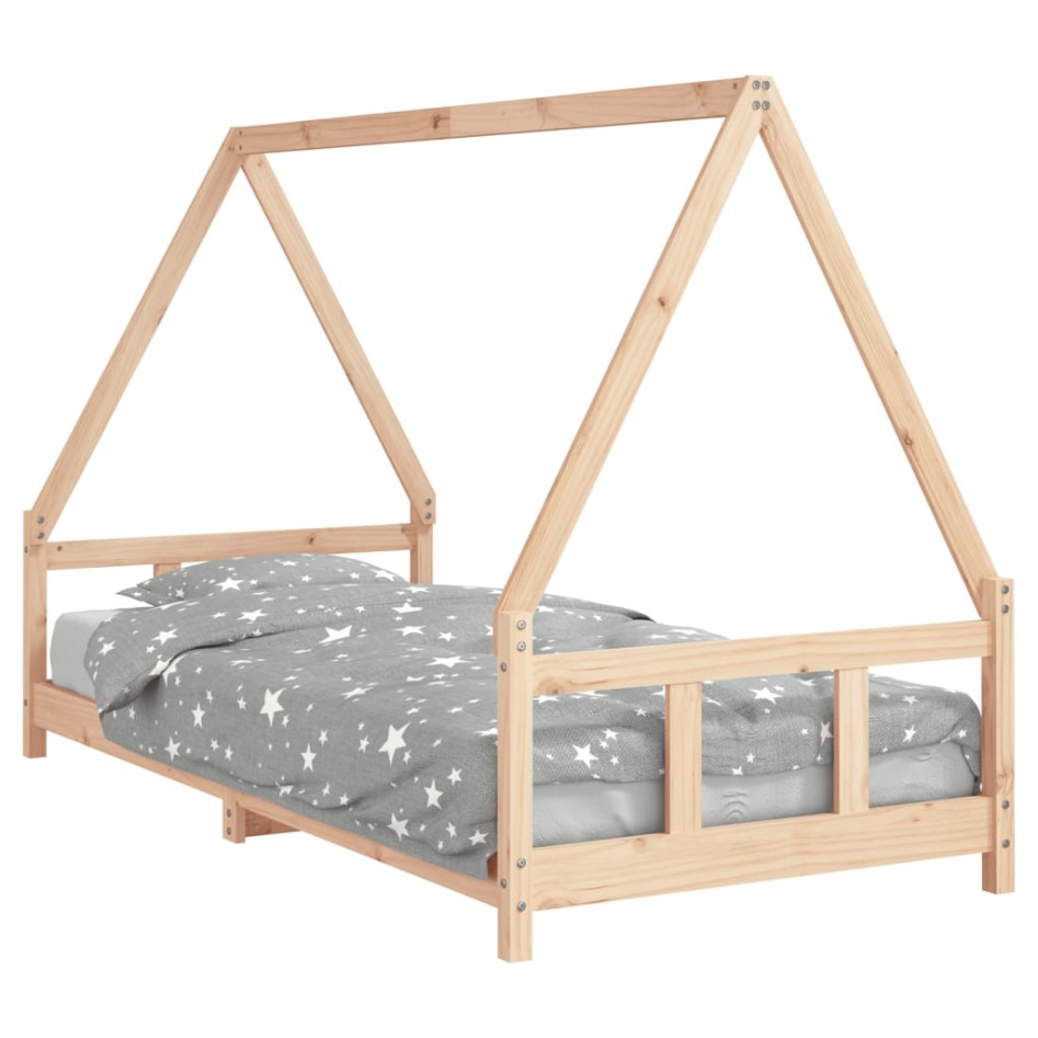 Estructura de cama para niños madera maciza de pino 90x200