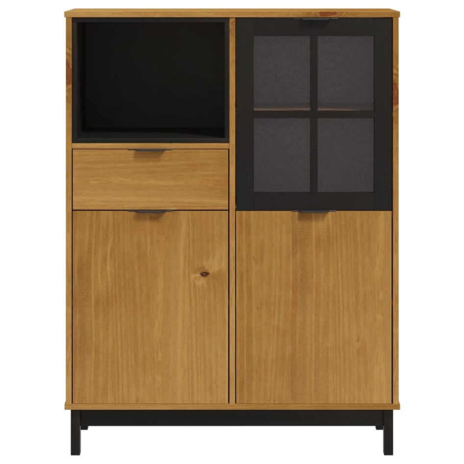 Aparador alto con puerta vidrio FLAM madera pino 92x40x122,5