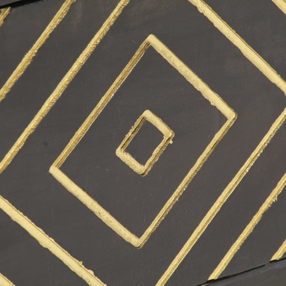 Mueble de TV madera maciza de mango negro y dorado 120x30x40