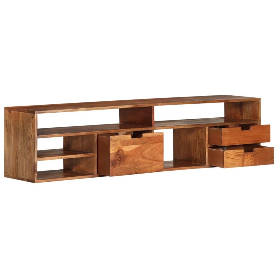 Mueble de TV de madera maciza de acacia 140x30x35
