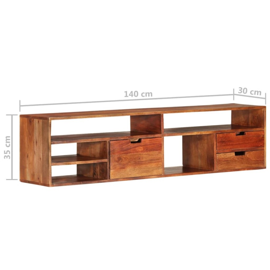 Mueble de TV de madera maciza de acacia 140x30x35