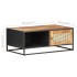 Mesa de centro madera de mango rugosa y caña natural