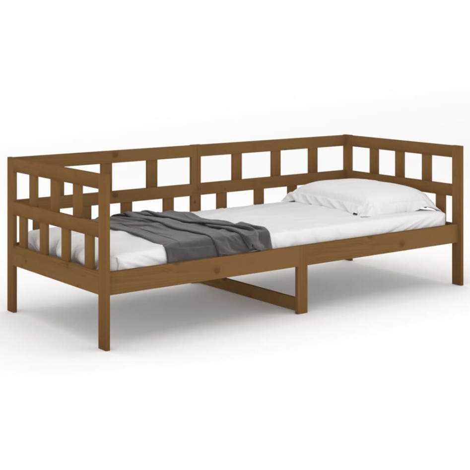 Sofá cama madera maciza de pino marrón miel 80x200