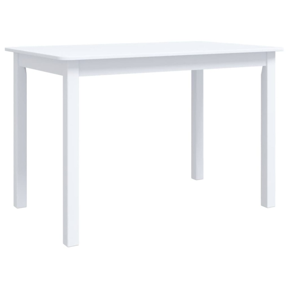 Mesa de comedor de madera maciza de caucho blanco 114x71x75