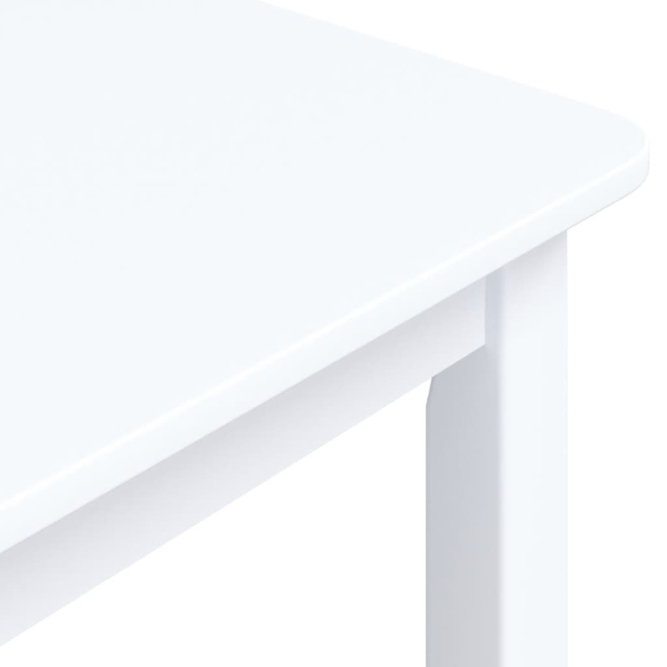 Mesa de comedor de madera maciza de caucho blanco 114x71x75
