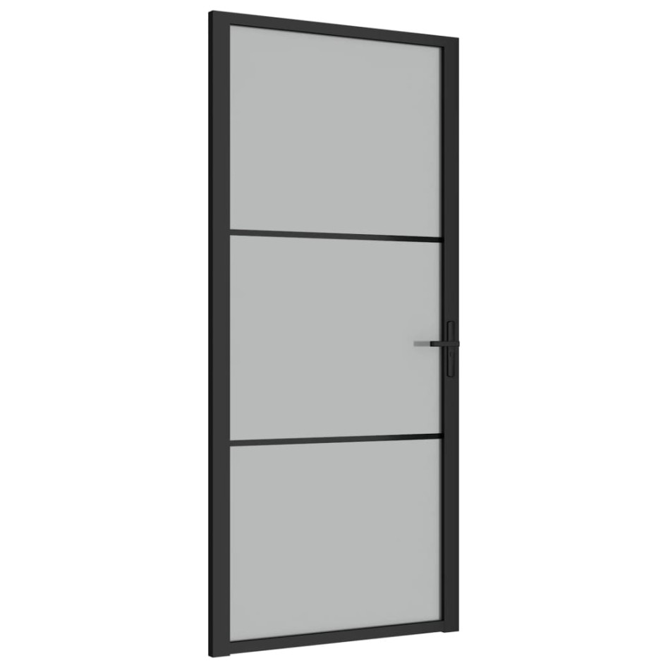 Puerta interior de vidrio y aluminio negro mate 93x201,5