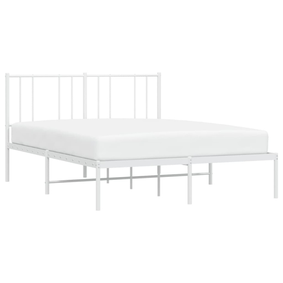 Estructura de cama de metal con cabecero blanca 120x190